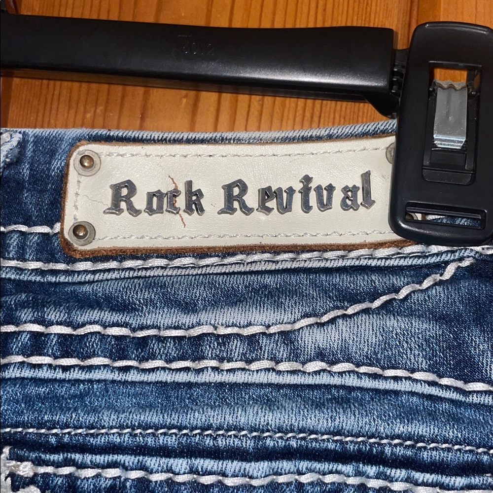 Rock Revival Blue Skinny Jeans with White Stitching may jeans size 26 women’s - Picture 7 of 11